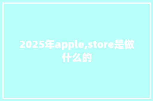 2025年apple,store是做什么的