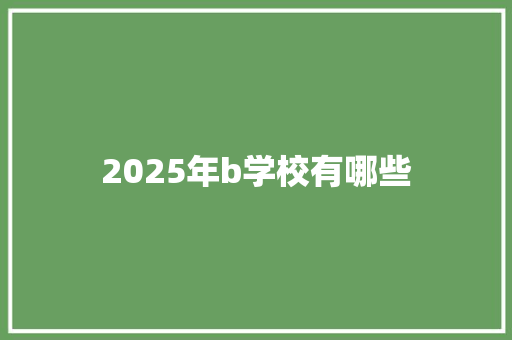2025年b学校有哪些