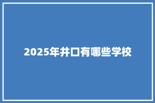 2025年井口有哪些学校