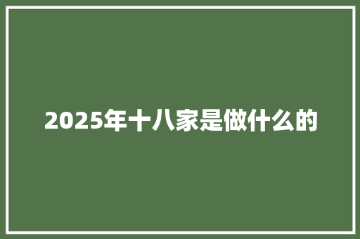 2025年十八家是做什么的