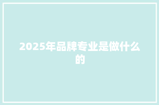 2025年品牌专业是做什么的