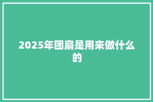 2025年团扇是用来做什么的