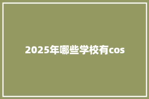 2025年哪些学校有cos