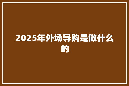 2025年外场导购是做什么的