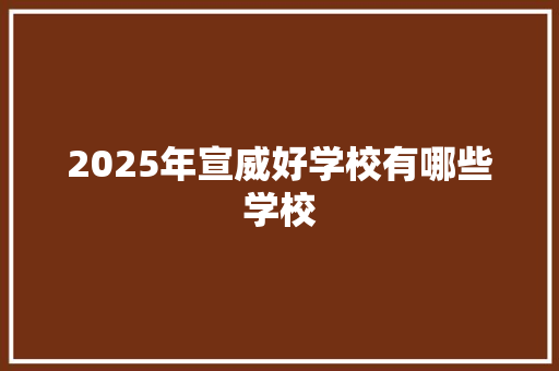 2025年宣威好学校有哪些学校