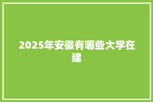 2025年安徽有哪些大学在建