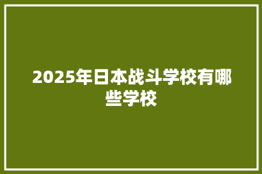 2025年日本战斗学校有哪些学校