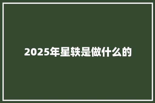 2025年星轶是做什么的