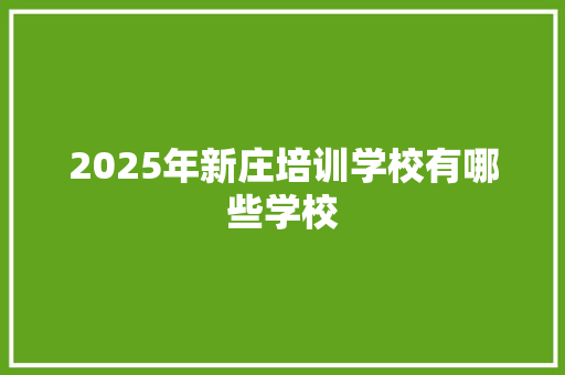 2025年新庄培训学校有哪些学校