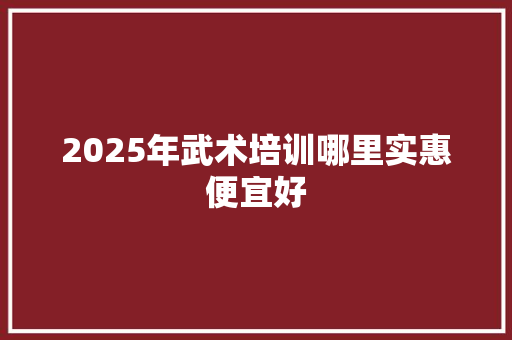2025年武术培训哪里实惠便宜好