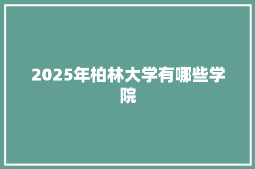 2025年柏林大学有哪些学院