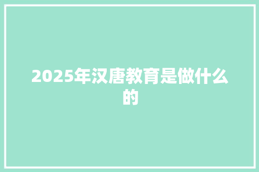 2025年汉唐教育是做什么的