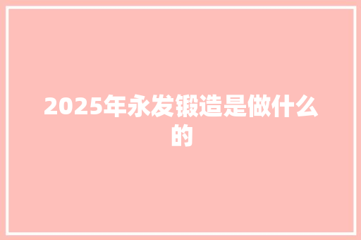 2025年永发锻造是做什么的