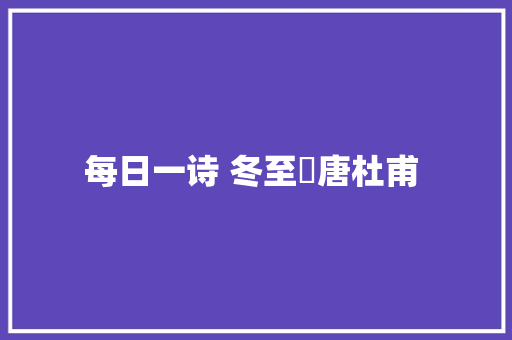 每日一诗 冬至​唐杜甫 