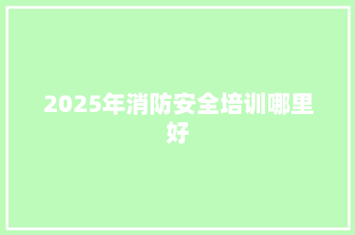 2025年消防安全培训哪里好