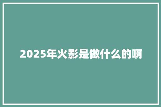 2025年火影是做什么的啊