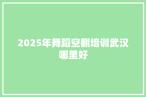 2025年舞蹈空翻培训武汉哪里好