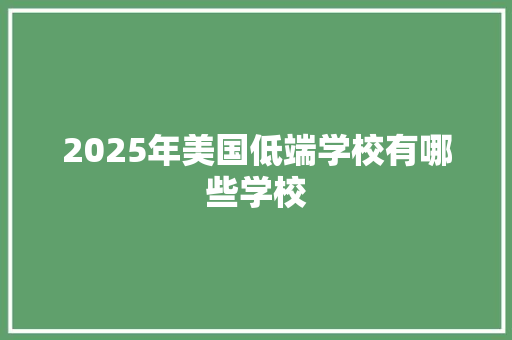 2025年美国低端学校有哪些学校