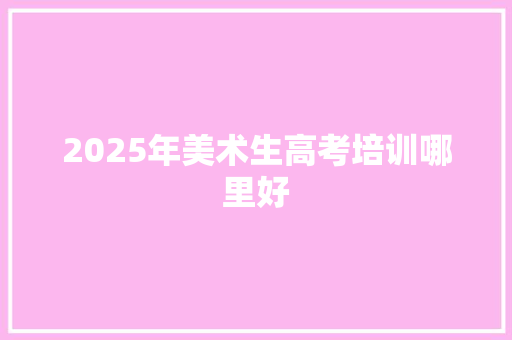 2025年美术生高考培训哪里好