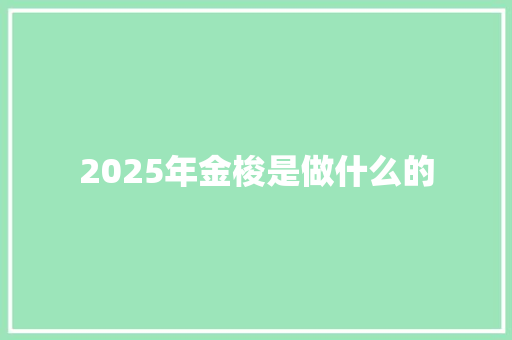 2025年金梭是做什么的