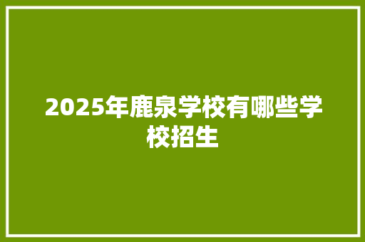 2025年鹿泉学校有哪些学校招生