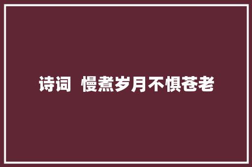 诗词  慢煮岁月不惧苍老