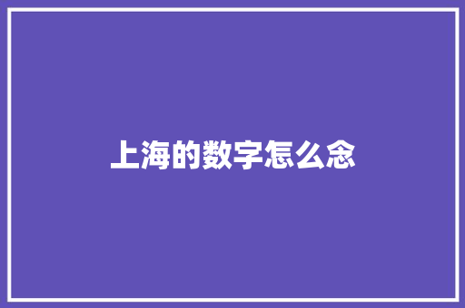 上海的数字怎么念