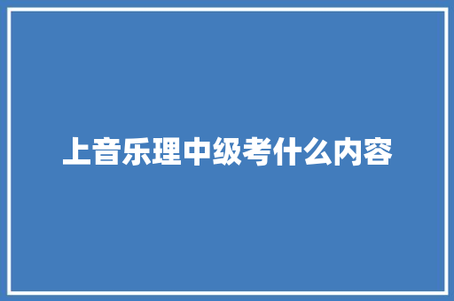 上音乐理中级考什么内容