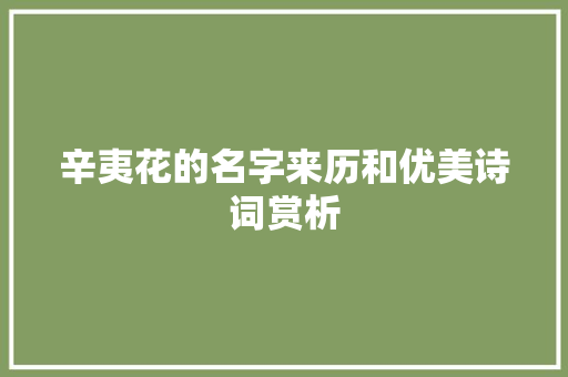 辛夷花的名字来历和优美诗词赏析