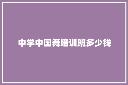 中学中国舞培训班多少钱