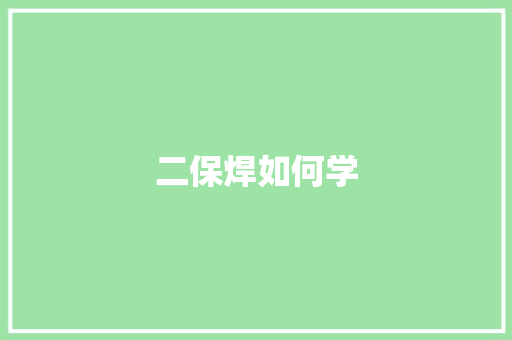 二保焊如何学