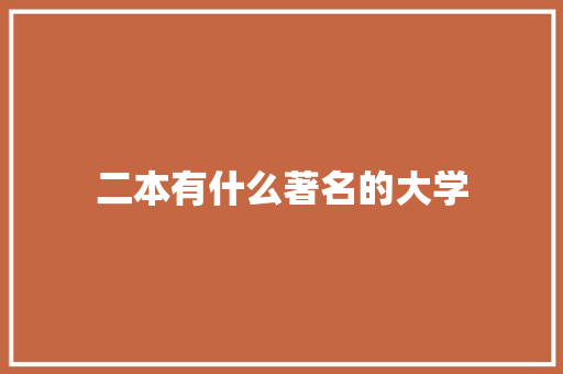 二本有什么著名的大学