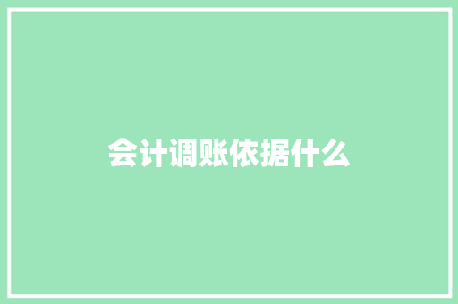 会计调账依据什么