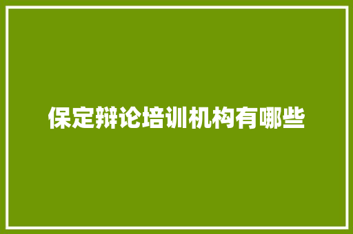 保定辩论培训机构有哪些