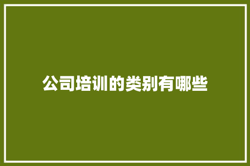 公司培训的类别有哪些