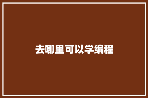 去哪里可以学编程