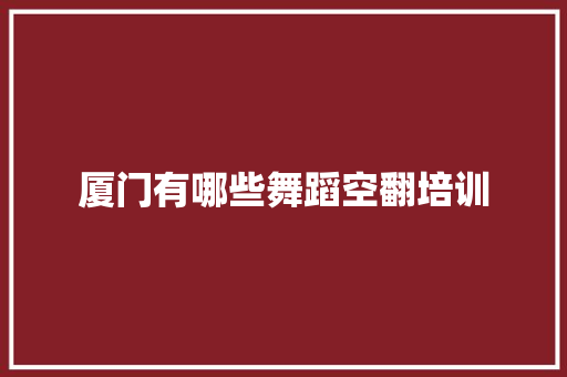 厦门有哪些舞蹈空翻培训