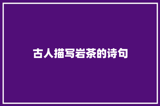 古人描写岩茶的诗句