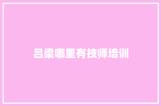吕梁哪里有技师培训