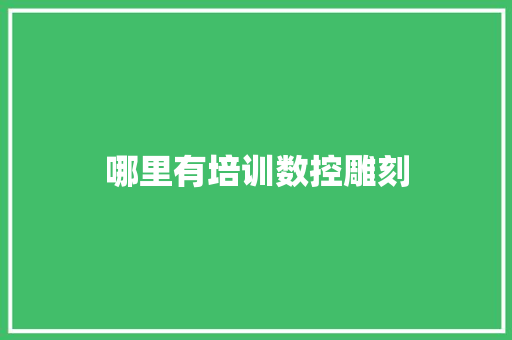 哪里有培训数控雕刻