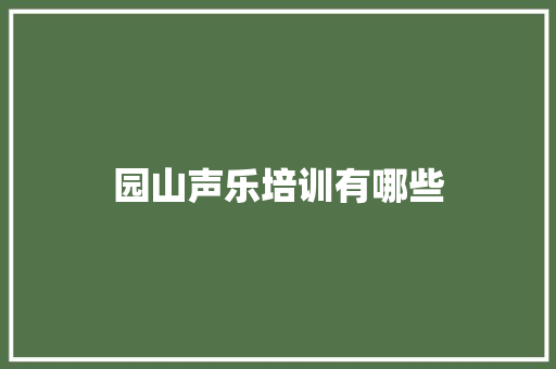 园山声乐培训有哪些