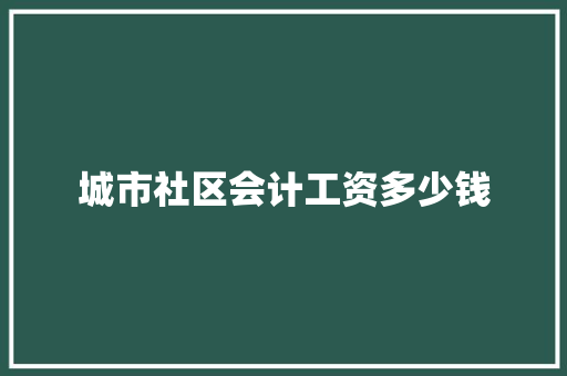 城市社区会计工资多少钱