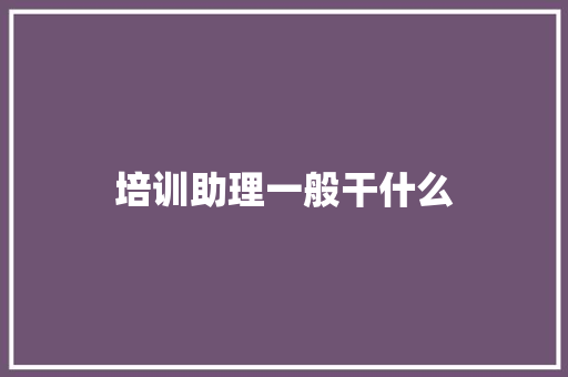 培训助理一般干什么