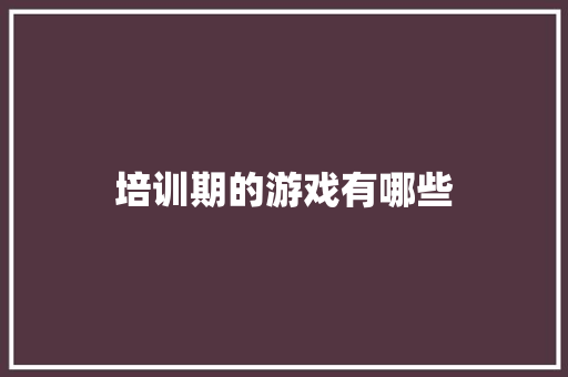 培训期的游戏有哪些
