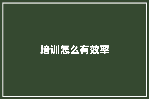 培训怎么有效率