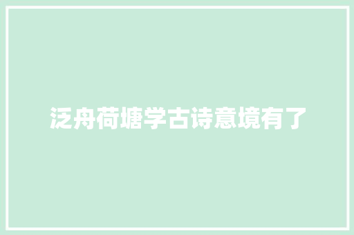 泛舟荷塘学古诗意境有了