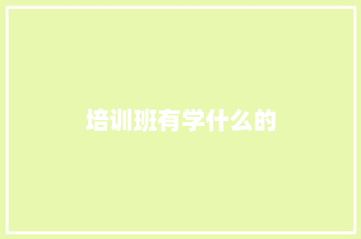 培训班有学什么的