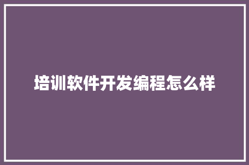 培训软件开发编程怎么样