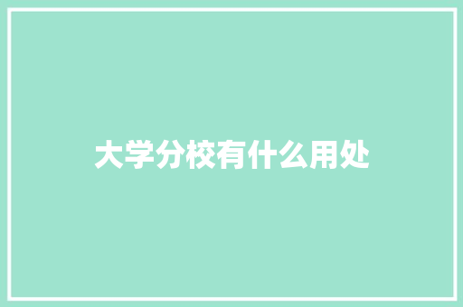 大学分校有什么用处