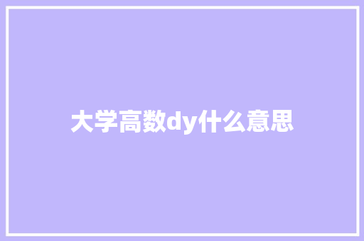大学高数dy什么意思